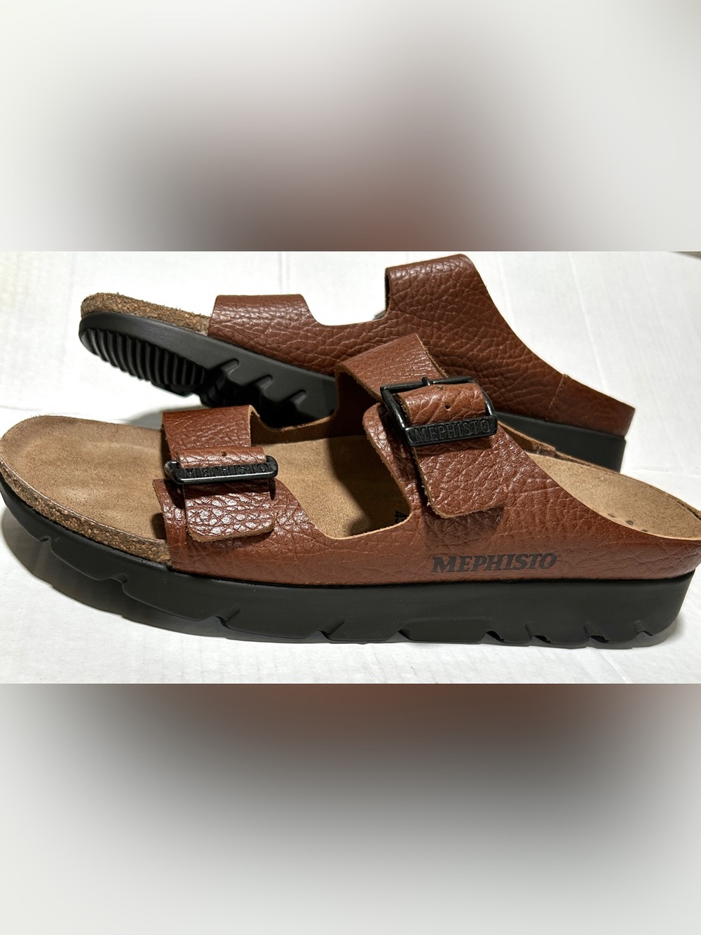 Mephisto Men’s Brown Leather Double-Buckle Sandals